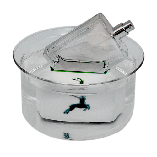 How to place the empty CWC glass bottle and the GMUNDNER ceramic: Step 2, after about 40 minutes the glue will come off and the empty bottle can be removed from the ceramic. Caution, risk of scalding!