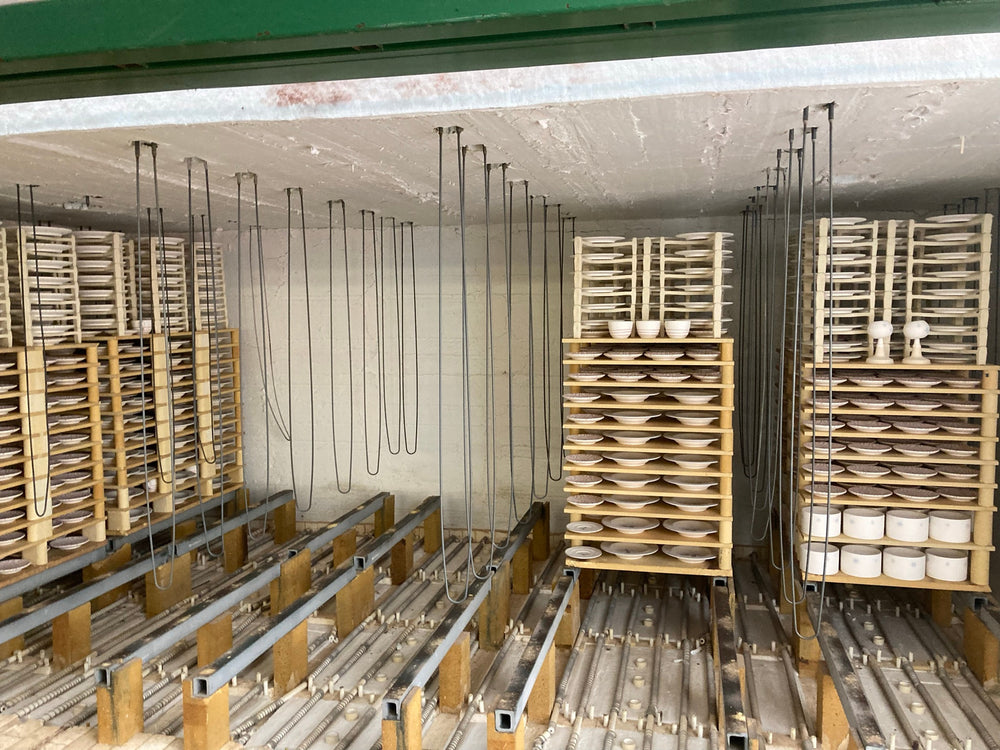 Kiln loaded for the first firing at GMUNDNER Keramik in Gmunden