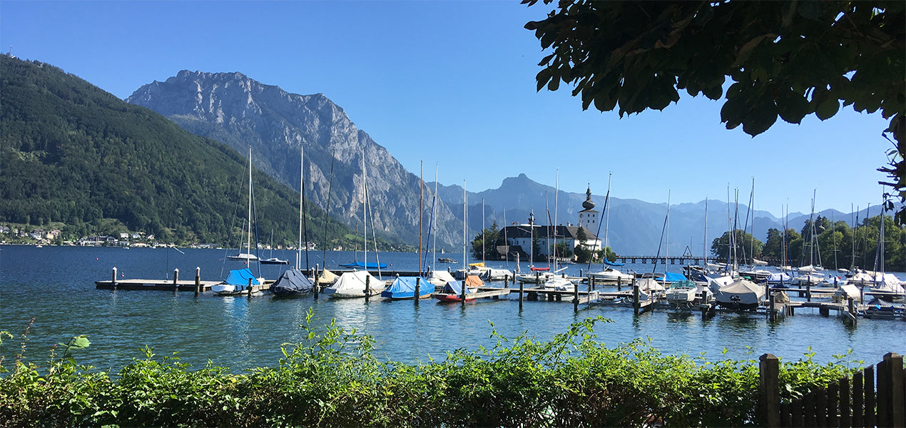 Blick auf Schloss Orth, Gmunden am Traunsee, Salzkammergut, Oberösterreich